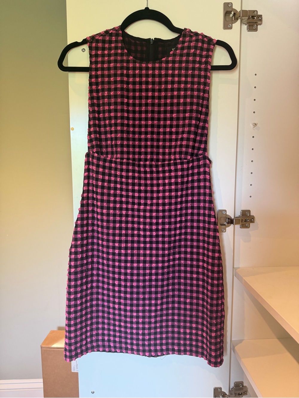 Rachel Comey Lush Pink and Black Gingham Textured Dress NWT